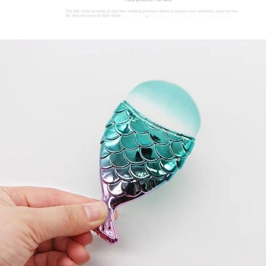 Soft Colorful Fish Tail Shape Makeup Brush Mermaid Face Blush Powder Brush Multi-Function Nail Brush Cosmetic Brushes Tool