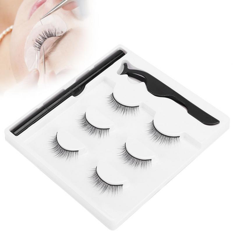 3 Pairs False Eyelashes Magnetic Eyeliner Pen Tweezers Set Eyelashes Makeup Set