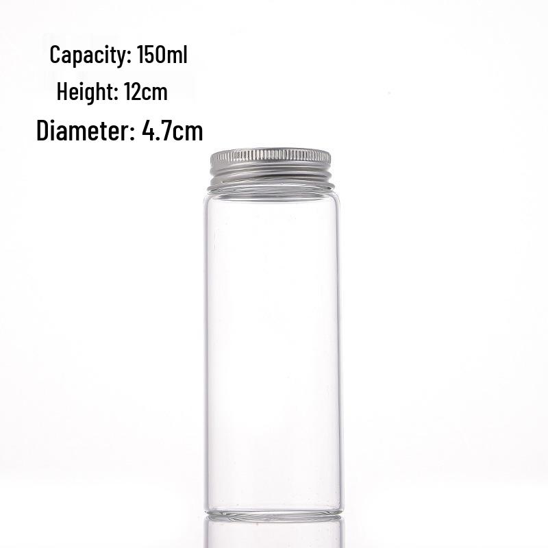 47mm Aluminum-Capped High Borosilicate Glass Bottle for Candy, Medicine Capsules, Cordyceps, and Floral Tea Packaging