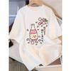 Women's Cherry Blossom Print Casual Short-sleeved Round Neck Suitable for Everyday Wear with Clothes