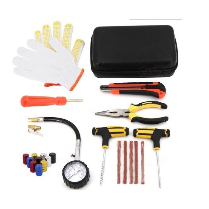 Car Vacuum Tire Repair Studding Tool Set Auto Bike Tubeless Tire Tyre Puncture Plug Garage Tool with Rubber Strip PVC