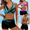 2024 Women's European & American Print Crisscross Halter Bikini Swimsuit