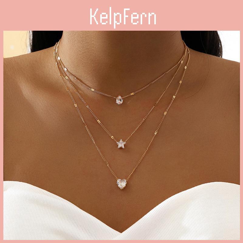 Pendant Necklace Zircon For Trendy Women Multilayer Chain Choker Fashion Female Party Shiny Jewelry Gift