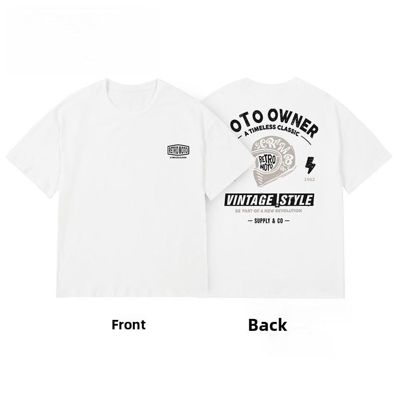 

Summer New Men s T-shirt Retro Motorcycle Owner Series Men s and Women s American Casual Pure Cotton Loose Short-sleeved T-shirt 4XL