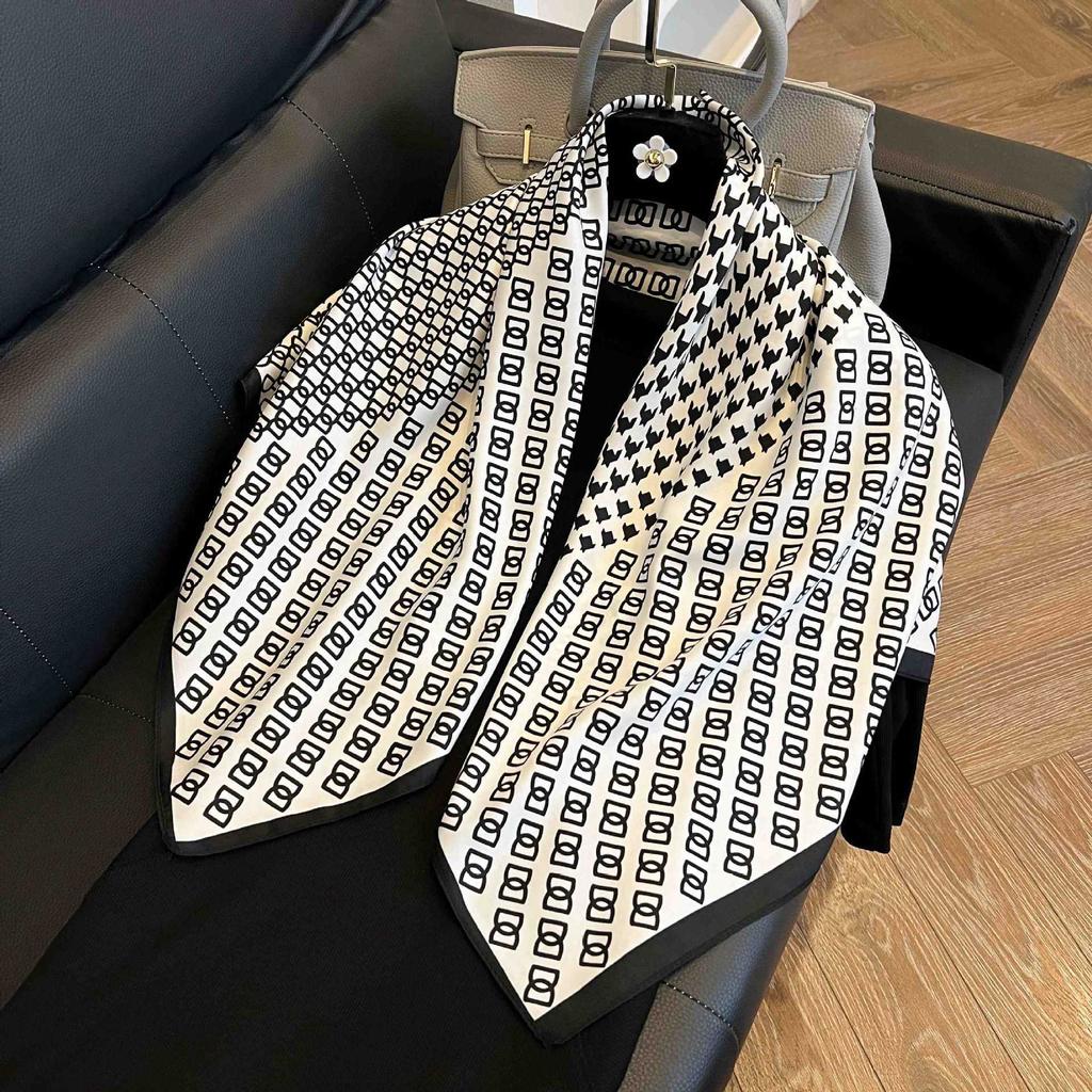 91Cm square scarf silk scarf women's new literary and fashion scarf accessories autumn and winter retro versatile shawl