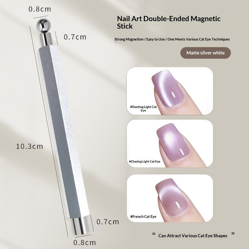 

Strong Magnetic Long Double Head Nail Magnet Tool Pens Magnetic Cat Eye Gel Polish Nail Art Kit For Diy Salon Studio Or Home Use серебряный