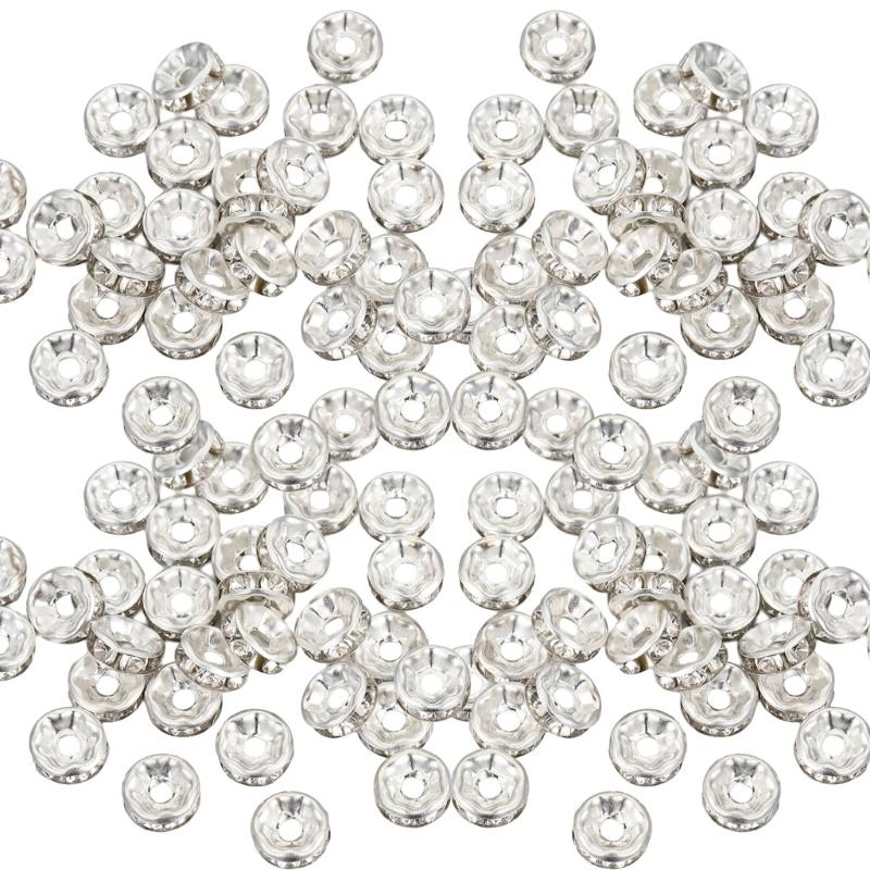 100Pieces Rhinestones Decorative Spacer Beads Fashion Jewelry Supplies Loose Bead Perfect for Jewelry Making and Projects