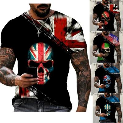 Skull Head Floral 3D Printing Men's And Women's T-shirt Oversized Summer O-neck Top