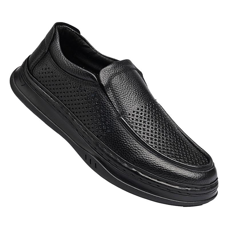 New Top Layer Cowhide Leather Shoes Business Casual Leather Shoes Hollowed Out Hole Shoes One Foot on Foot Shoes Men's Leather Shoes