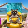Cute Raccoon Print Beach Towel, Quick Dry Soft Super Absorbent for Summer Beach Pool Travel