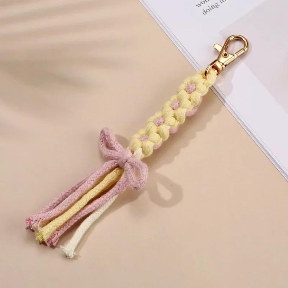 Cute Cotton Rope Key Chains Handmade Multi-purpose Colorful Braided Keychain Large Zipper Puller Women Bag Charm Pendant