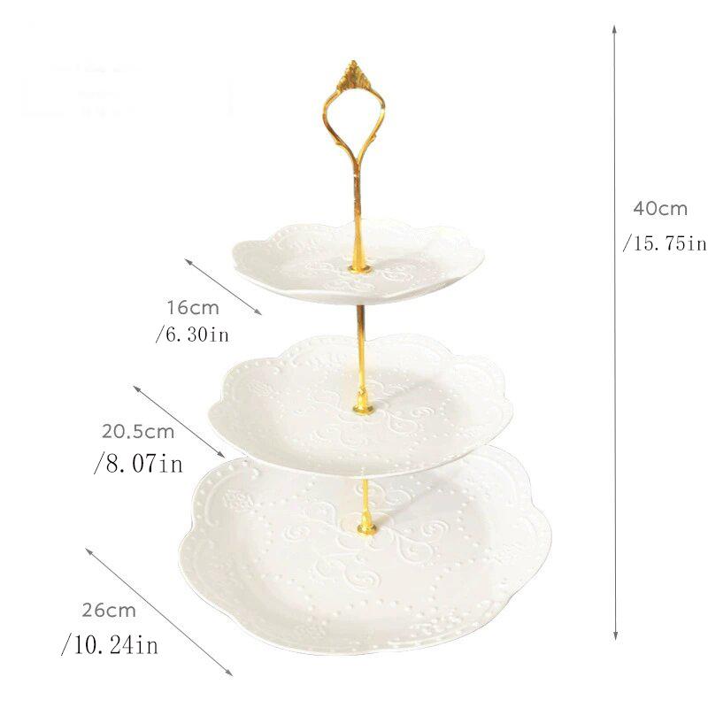 

1set 3-layer white cake rack, cookie tray, and cake tower, suitable for cake decoration at parties such as weddings and seasons 1set