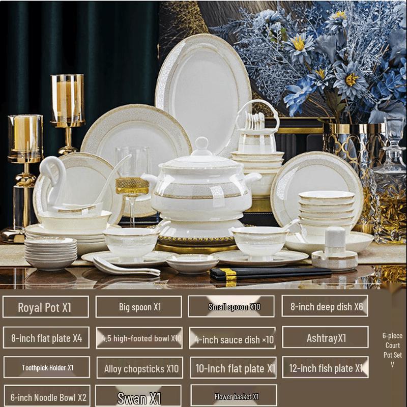 European Light Luxury Bone China Dinnerware Set
