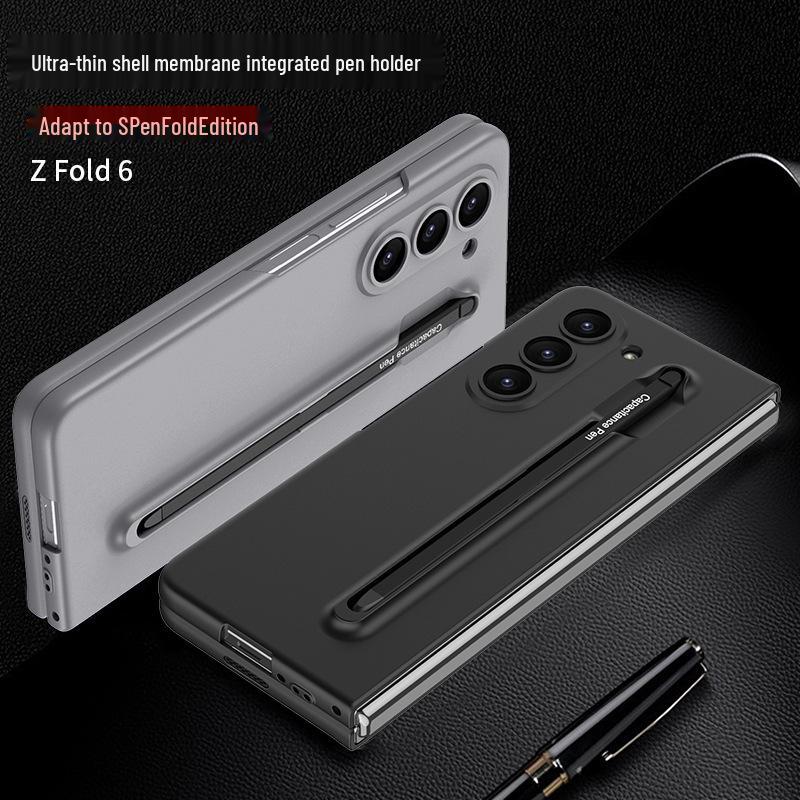 Samsung Z Fold6 Ultra-Thin Frosted Phone Case with Pen Slot - Solid Color Protective Cover