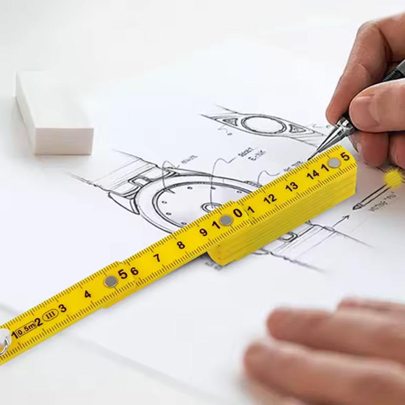 Compact Folding Ruler Keychain 0.5m Portable Measuring Tool Plastic Keychain For Drawing NEW 1-5PCS Solid Color 50cm Ruler Tools