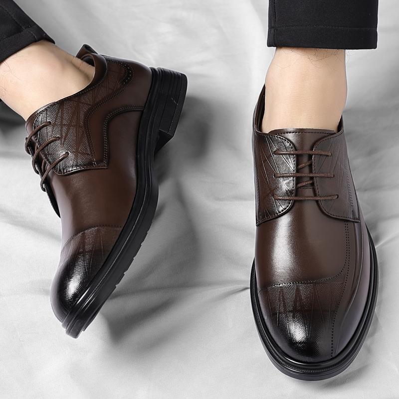 Men's leather Round toe shoes Retro minimalist British style Dress up party grooms wedding High quality shoes New versatile