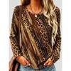 Autumn Women's Leopard Print 3D Printed Crew Neck Long Sleeve T-Shirt