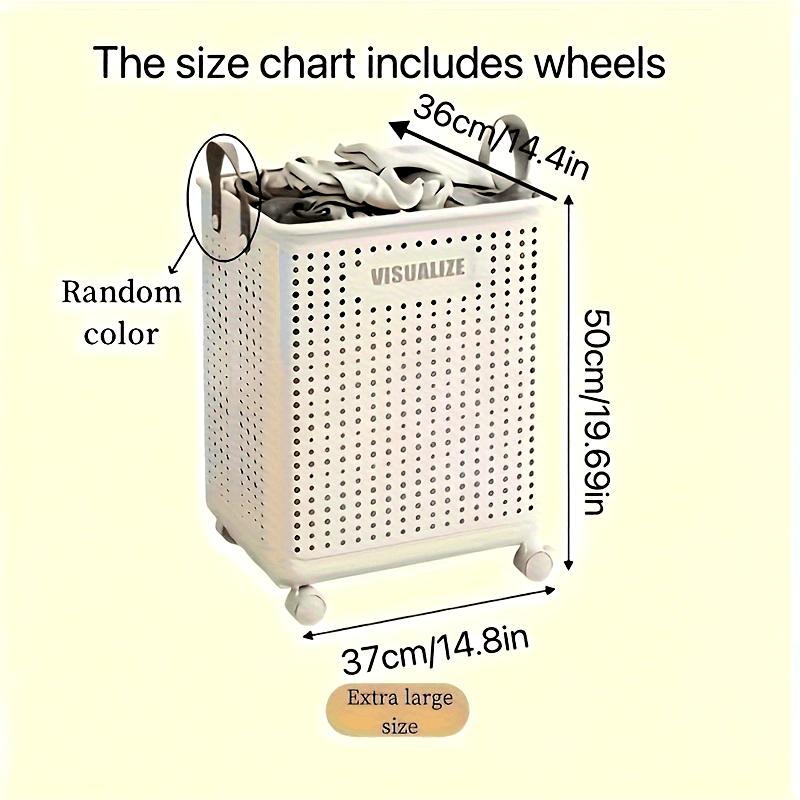 

Rolling plastic foldable laundry basket storage box with wheel handle durable ventilated folding basket large capacity