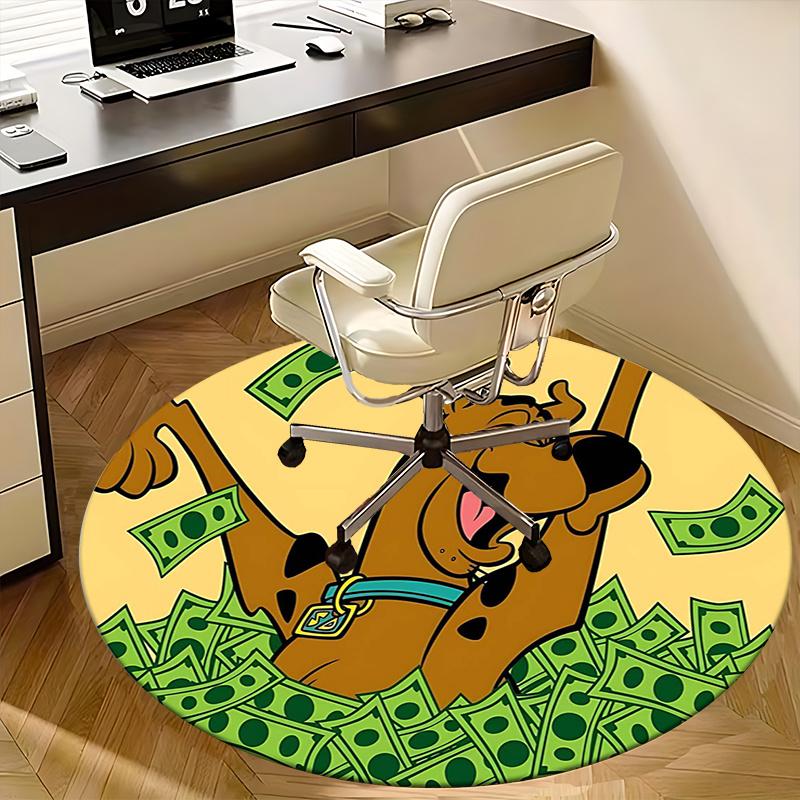 Scooby-Doo Money Chair mat Round Rug-Office carpet, Machine Washable, Non-slip, Suitable for Living Rooms, Bedrooms