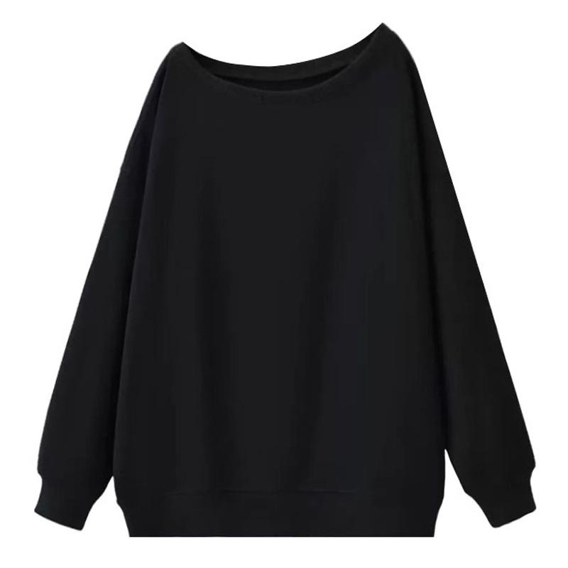 

Осенний женский хлопковый свитшот в корейском стиле с длинными рукавами на манжетах и воротником в рубчик M [Recommended weight 100-130 lbs]