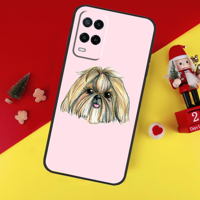 Cartoon Shih Tzu Dog Case For Oppo A94 A74 A54 A60 A40 A80 A16 A76 A96 A98 A58 A78 A18 A38 A57 A17 A15 A5 A6 Pro