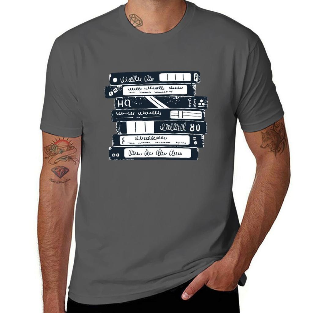 Stack Of Old Vhs Tapes Tshirt Basic Casual Wear Short Sleeve Top