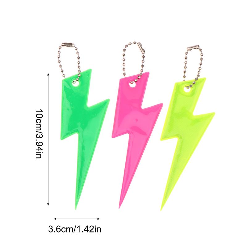 10Pcs Reflective Lightning Keychain High Brightness Reflective Night Keyring Portable Night Safety Key Chain Student Bag Pendant