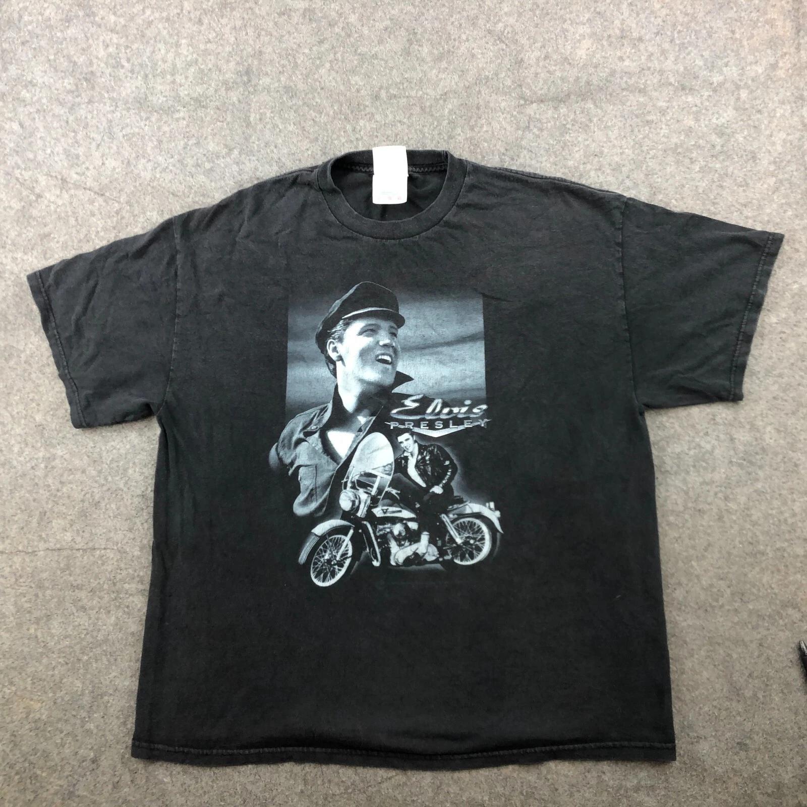 

Vintage Elvis Presley Shirt Mens XL Black Motorcycle Graphic Crewneck 2XL