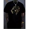 European Sizes Stylish Black T-Shirt with Golden Lion Head Graphic - Unique Design Featuring Flowing Mane and Clean Lines