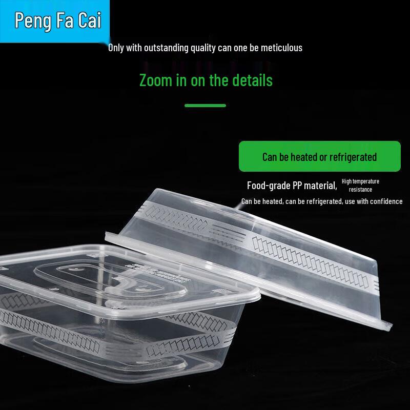Peng Fa Cai Disposable Rectangular Plastic Lunch Boxes with Lids