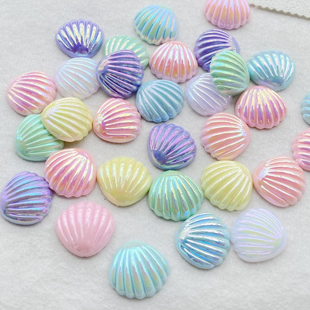 12 Pièces Résine 3D Coquillages couleur AB Cabochon Plat Dos Scrapbooking DIY Accessoire Décoration Maison Figurine Artisanat