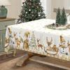 Elk Snowman Pine Christmas Rectangle Table Cloth Waterproof Washable Tablecloth for Indoor Outdoor Christmas Table Cover Decor