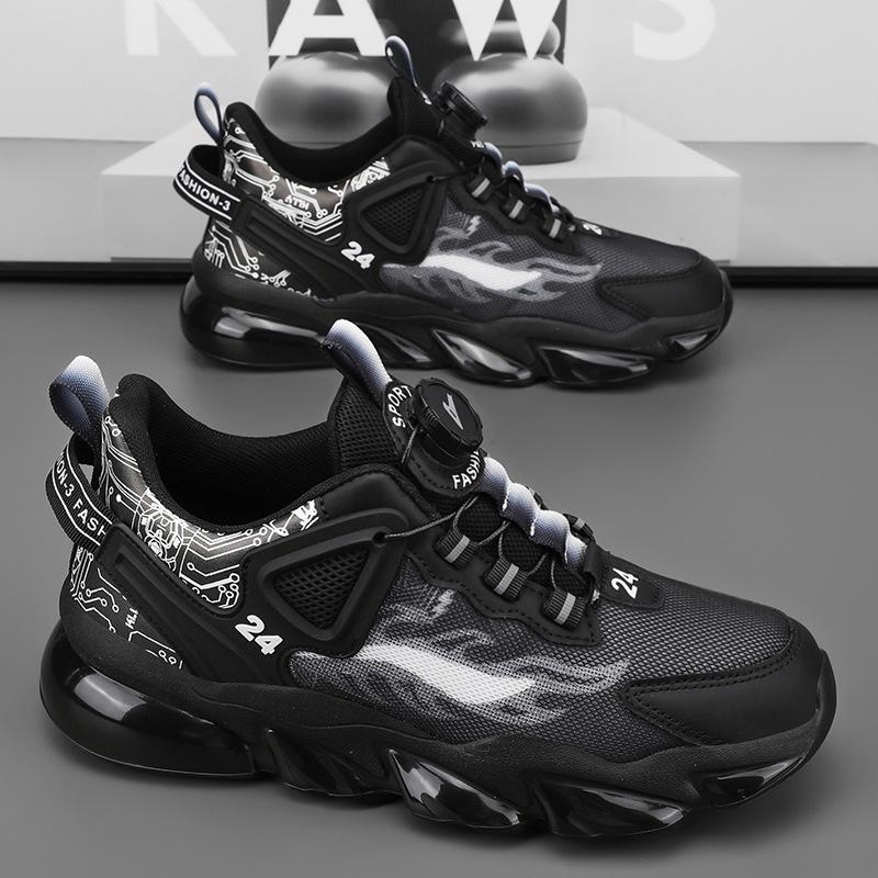 

2025 new trend versatile rotating button men s shoes winter youth sports leisure thick-soled heightening dad shoes 46 чёрный