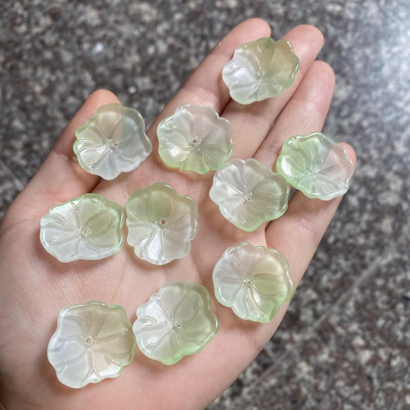 10-Piece Set: 22x24mm 3D Lotus Leaf DIY Hairpin Material for Ancient Style Jade Hairpins