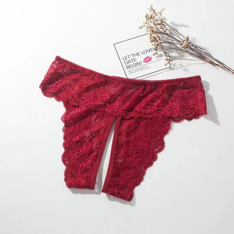Kvinner Perspektiv Truser Stor Størrelse Åpent Skritt Uthult Sexy Thong Blonderundertøy Dame Undertøy med lav midje