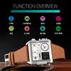 SKMEI Men's Digital Sports Watch LED Square Large Face Multi-Time Zone Waterproof Stopwatch Silver Brown