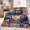 JoJo's Bizarre Adventure Flanelldecke mit Aufdruck, Bettwäsche im Cartoon-Design für Sofa, Gemütliche Heimdekoration, Reise-Picknick-Decke_LIAN