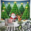 Santa And Reindeer Cartoon Tapestry Wall Hanging Christmas Forest Decor for Bedroom Living Room Kids Gift