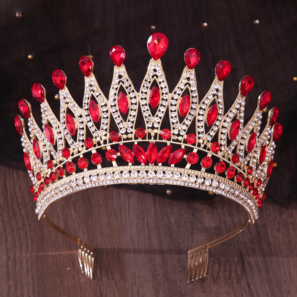 DIEZI Vintage Baroque Bridal AB Crystal Tiara Crown For Women Girls Wedding Party Queen Rhinestone Crown Hair Dress Accessories