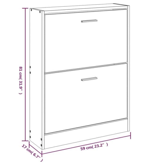 VidaXL Armoire à chaussures Chêne fumé 59x17x81 cm Bois d'ingénierie 342539