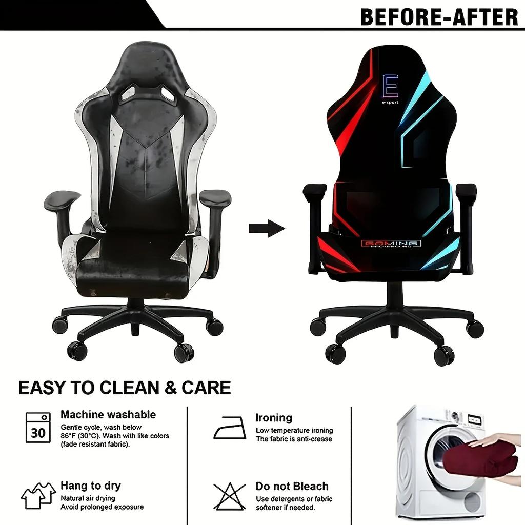 4pcs/set Gaming Chair Cover Elastic Milk Silk Competitive Chair Cover Internet Gaming Hall Chair Cover Home Office Decoration