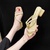Sandals Summer 2025 Pearl Low-heeled Slippers Thick-heeled Versatile Fairy Wind Summer One-word Thick-heeled Sandals