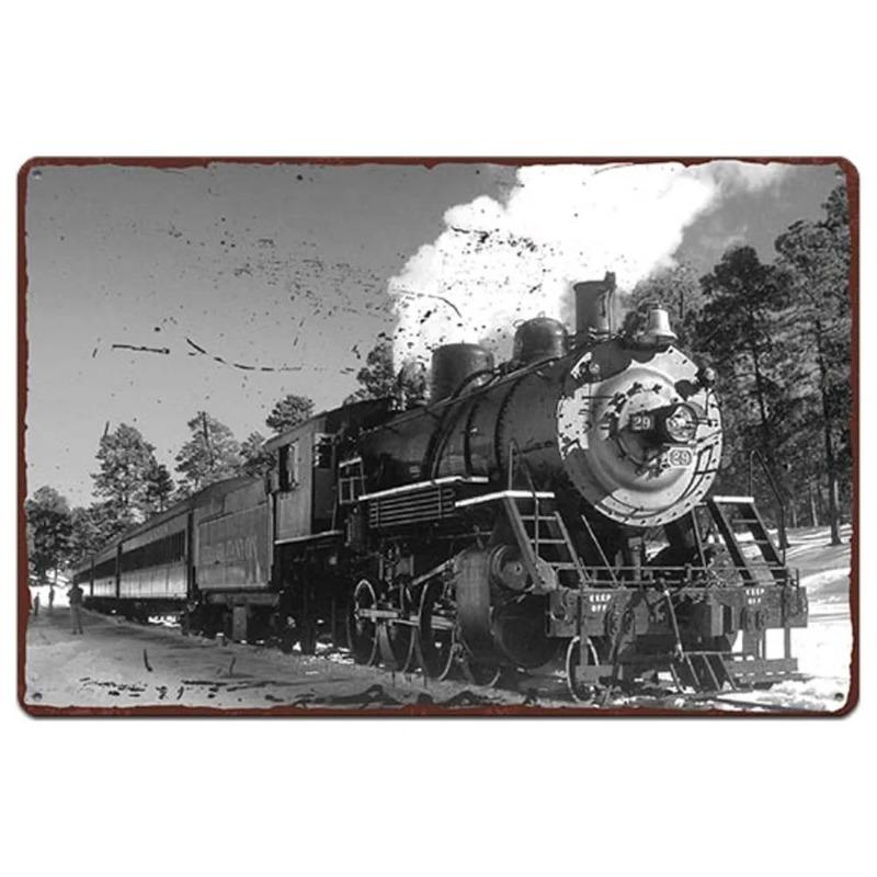 Vintage Metal Tin Poster Train Retro Metal Tin Signs Posters Plate Wall Decor for Bar Restaurant Cafe Clubs Retro Plaque