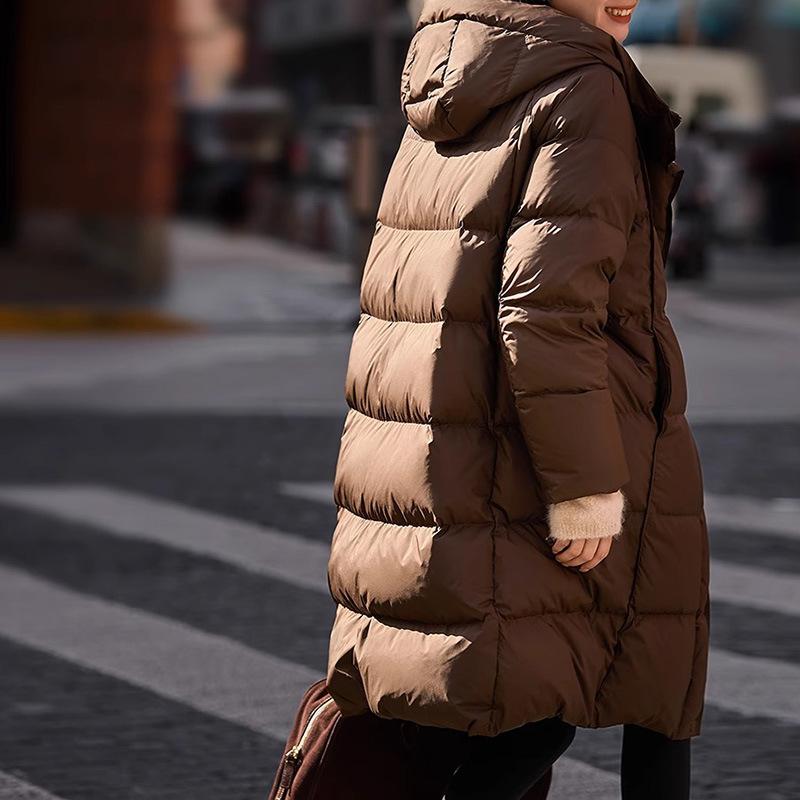 Cloud Pressure-sensitive Medium and Long Cold-proof and Warm Hooded Goose Down Jacket Winter New Women's Jacket