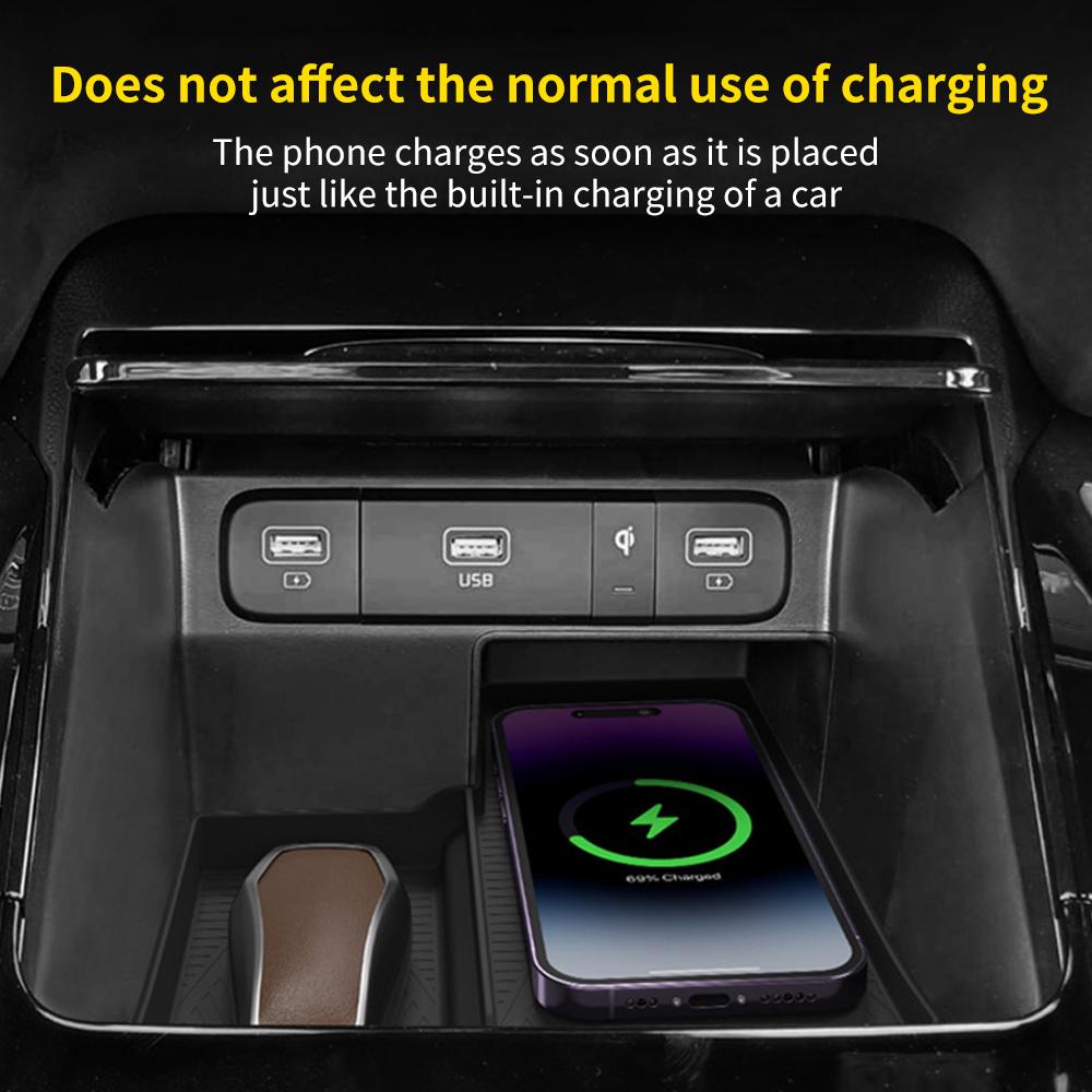 Cup Holder Silicone Anti-Slip Mat For KIA Sorento 2021-2025 Wireless Charging Pad Armrest Storage Tray Car Interior Accessories