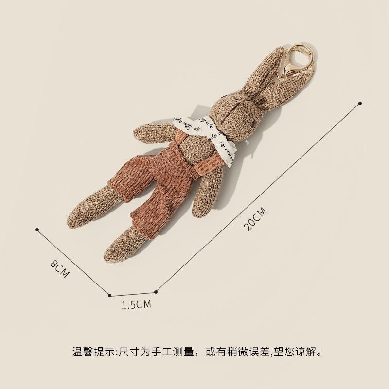 Módní podzimní a zimní módní přívěsek s králíčkem a mašlí Kreativní klíčenka s mašličkou Králíček