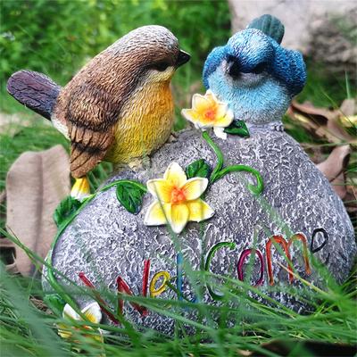 Artificial Ornaments Welcome Sign Simulation Bird Sculptures Statues Resin Handicraft For Yard Patio