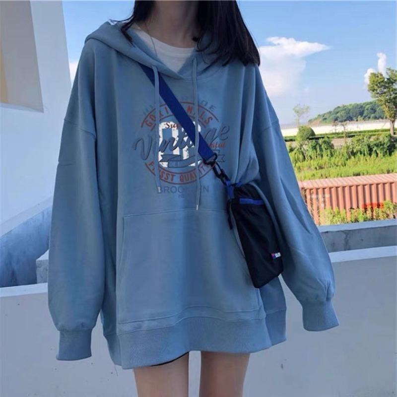 

Sweatshirt for Women Oversize Hooded Thickened Loose Round Neck Casual Pullover Long Sleeve Winter Sweatshirt Top XXXXL синій