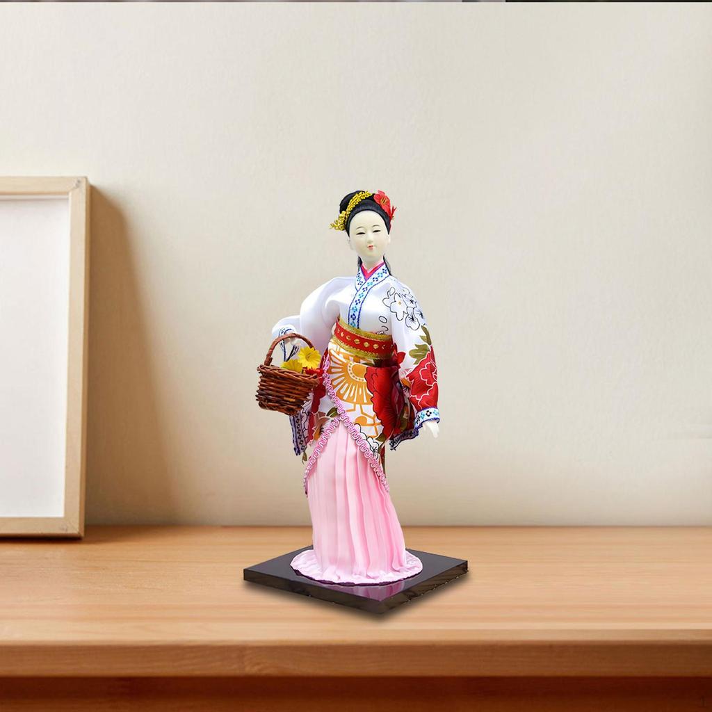 Chińskie Rękodzieło Jedwabna Figurka Kolekcjonerska Lalka Dekoracja Stabilna Podstawa z Makijażem Na Biurko