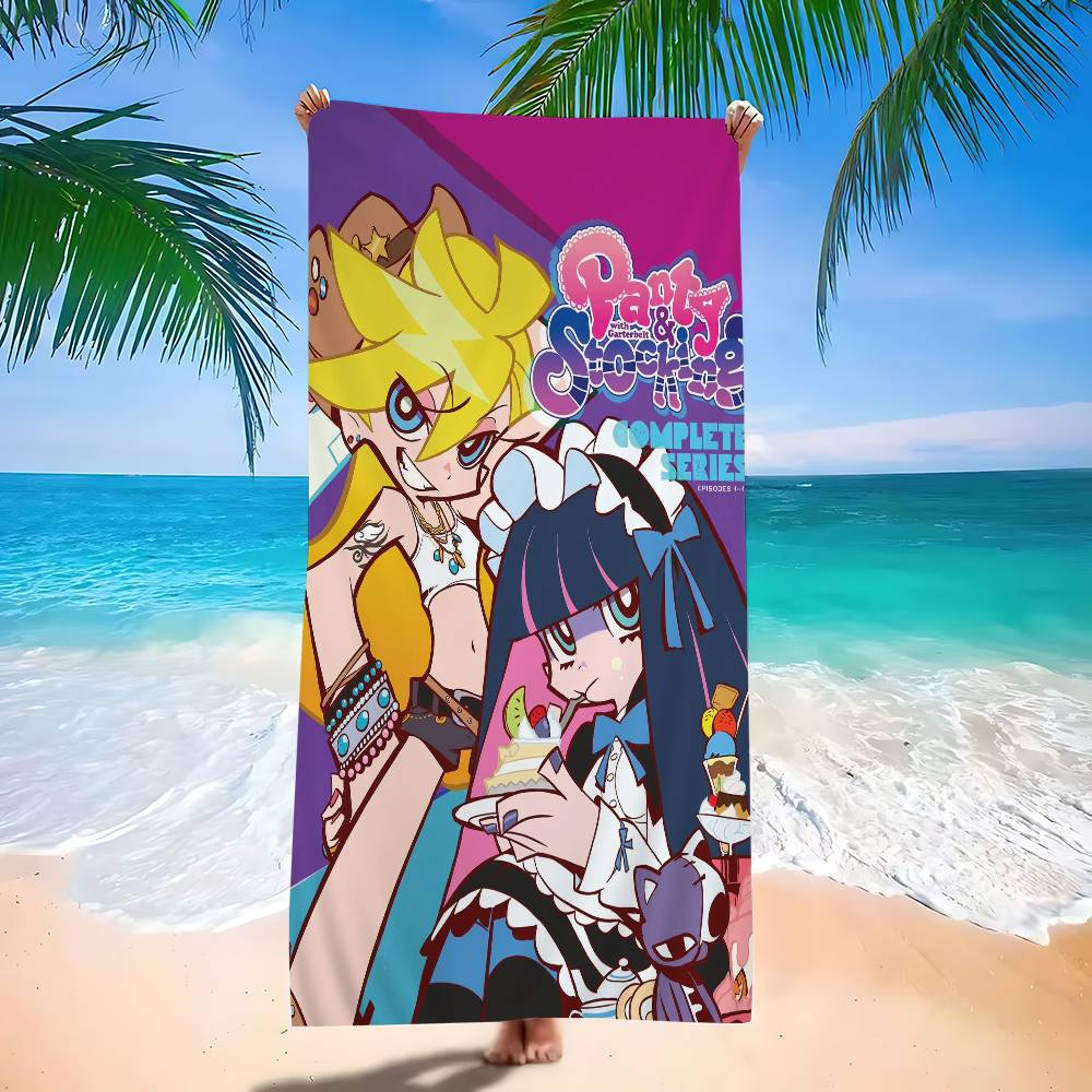 Anime P-Panty And Stocking Microfiber Blanket Quick Drying Beach Towels Oversized Printing Super Absorbent Pool Towel Blanket